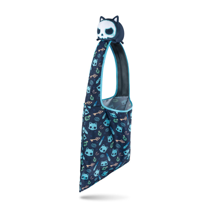 Plushie Tote Bag: Dark Blue Skulls Tote Bag + Dark Blue Skull Cat Plushie