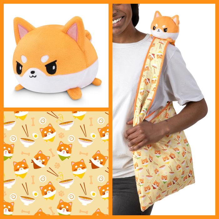 Plushie Tote Bag: Orange Ramen Tote Bag + Orange Shiba Inu Plushie