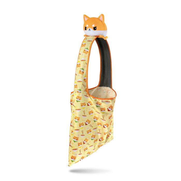 Plushie Tote Bag: Orange Ramen Tote Bag + Orange Shiba Inu Plushie