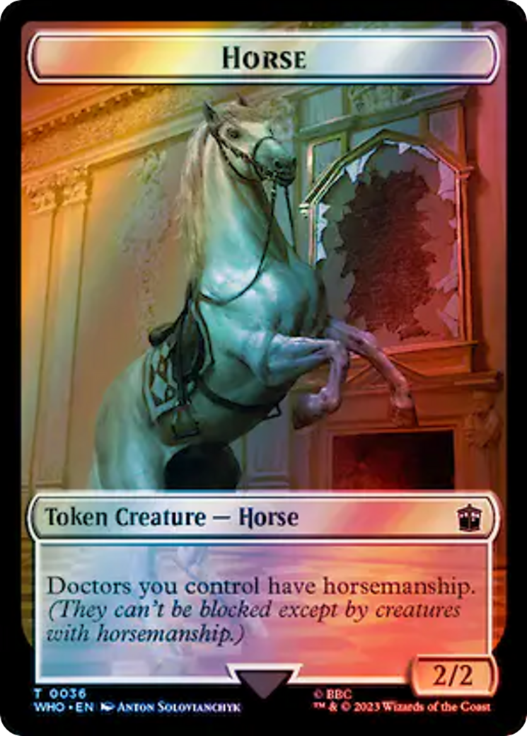 Horse // Clue (0053) Double-Sided Token (Surge Foil) (36 // 53) [Universes Beyond: Doctor Who]