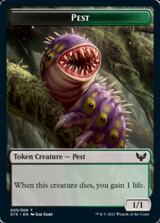 Spirit (6) // Pest (5) Double-sided Token (6 // 5) [Strixhaven: School of Mages]