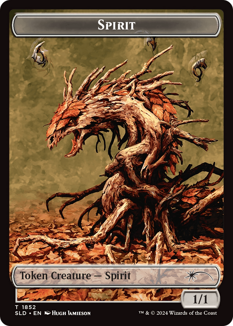 Spirit (SLD) // Clue (CMM) Double-Sided Token (1852 // 40) [Secret Lair Drop Series]