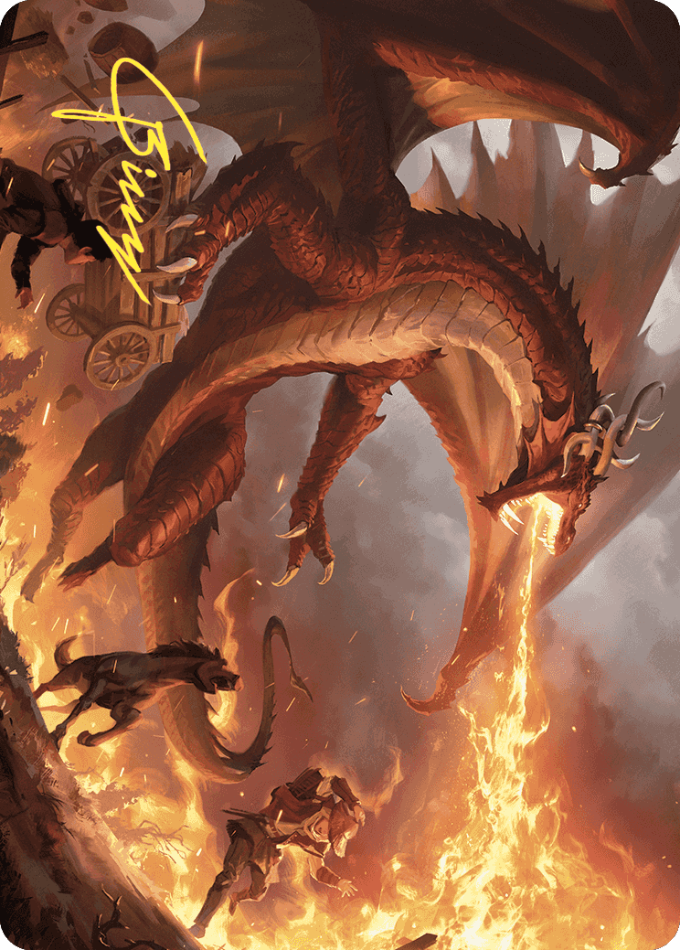 Realm-Scorcher Hellkite Art Card (Gold-Stamped Signature) (19) [Art Series: Wilds of Eldraine]