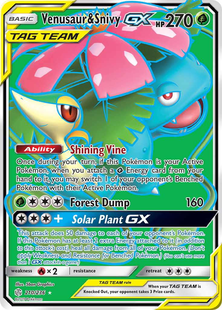 Venusaur & Snivy GX (Full Art) (210/236) [SM - Cosmic Eclipse]