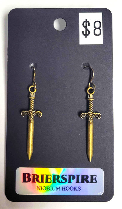 Antique Gold Sword Earrings