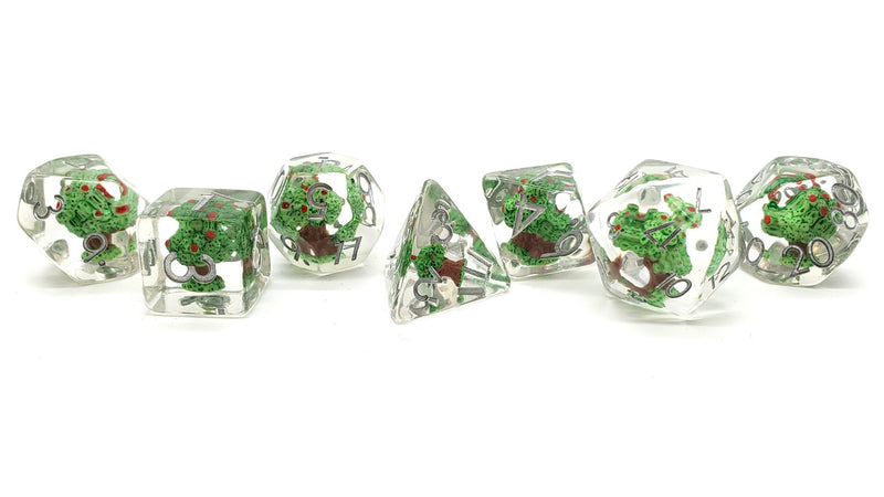 Old School 7 Piece DnD RPG Dice Set: Infused - Apple Tree