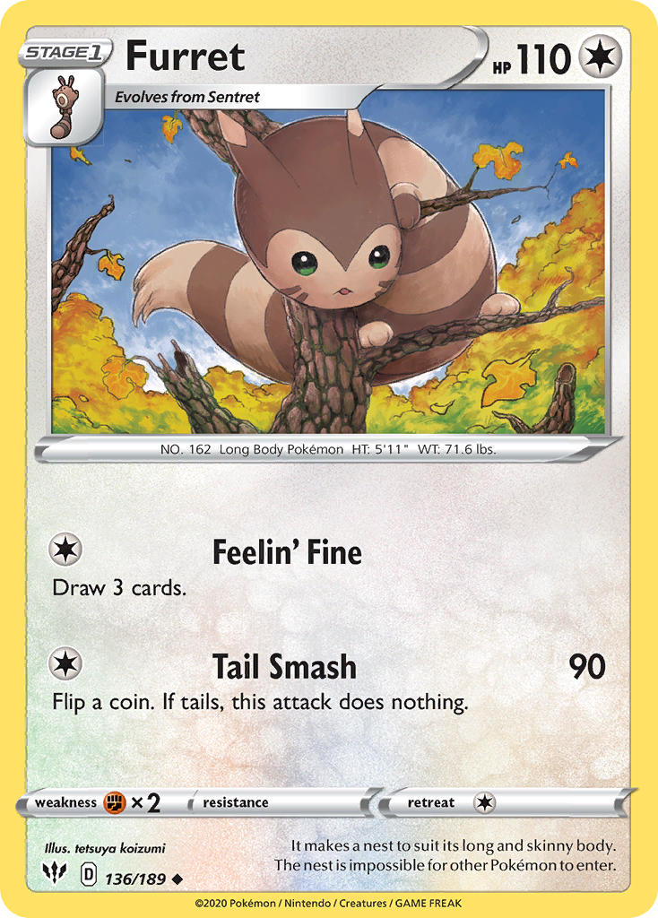 Furret (136/189) [SWSH03: Darkness Ablaze]