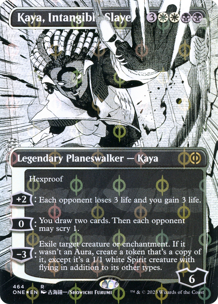 Kaya, Intangible Slayer (Borderless) (Step-and-Compleat Foil) (464) [Phyrexia: All Will Be One]