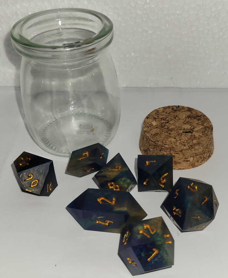 7 Piece Polyhedral Set - Blue and Brown