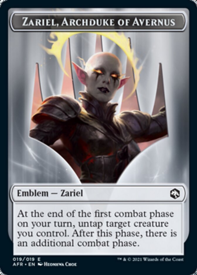 Treasure // Emblem - Zariel, Archduke of Avernus Double-Sided Token (15 // 19) [Adventures in the Forgotten Realms]