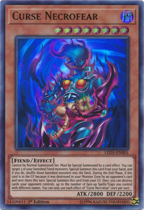 yugioh card dark necrofear Yu-Gi-Oh! - (DL2-002) - Duelist League Prize - Limited Edition Fiend/Effect Level 8 ATK/2200 DEF/2800 This card can only be Special Summoned by removing 3 Fiend Yugioh Card "Dark Necrofear" BP2-KR004