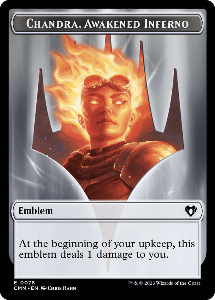 Emblem - Chandra, Awakened Inferno // Wizard Double-Sided Token (78 // 71) [Commander Masters]