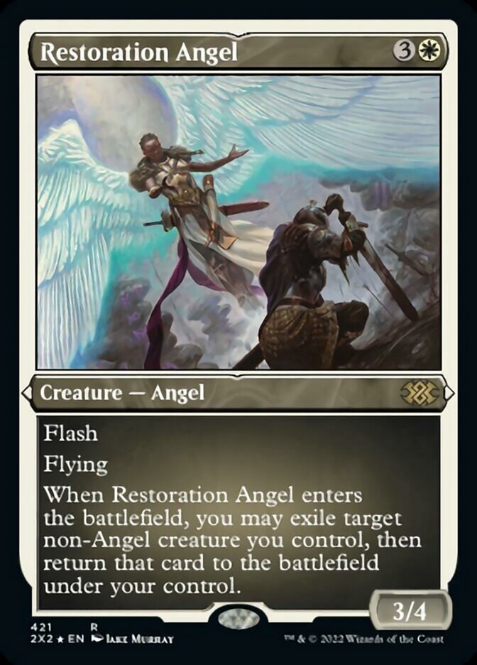Restoration Angel (Foil Etched) (421) [Double Masters 2022]