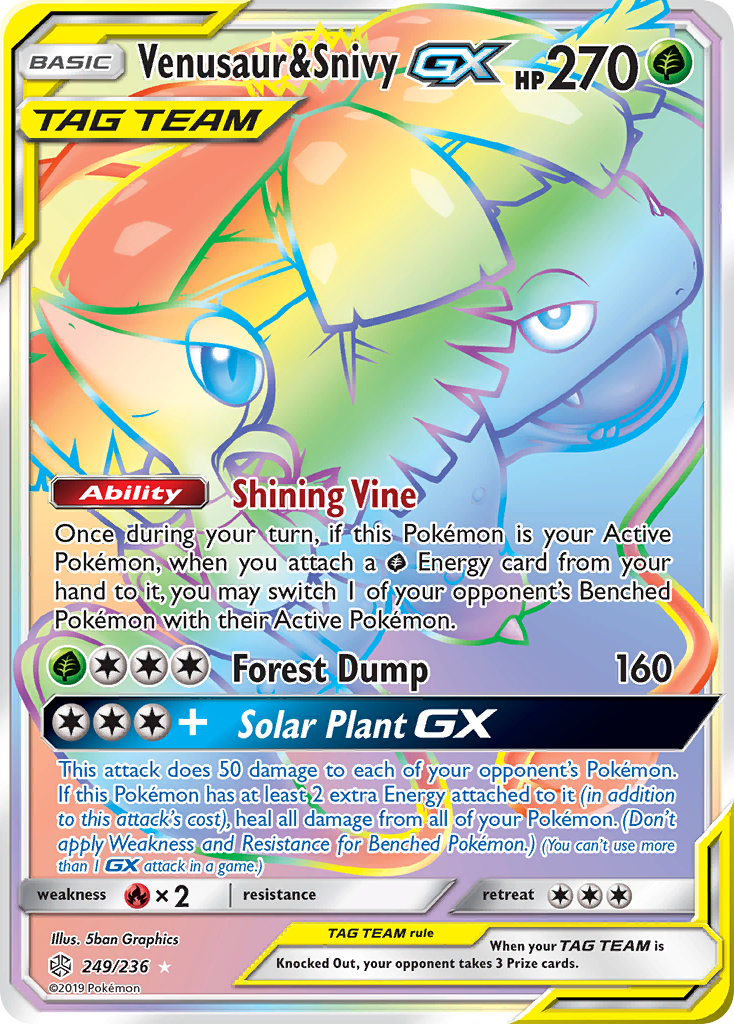 Venusaur & Snivy GX (Secret) (249/236) [SM - Cosmic Eclipse]