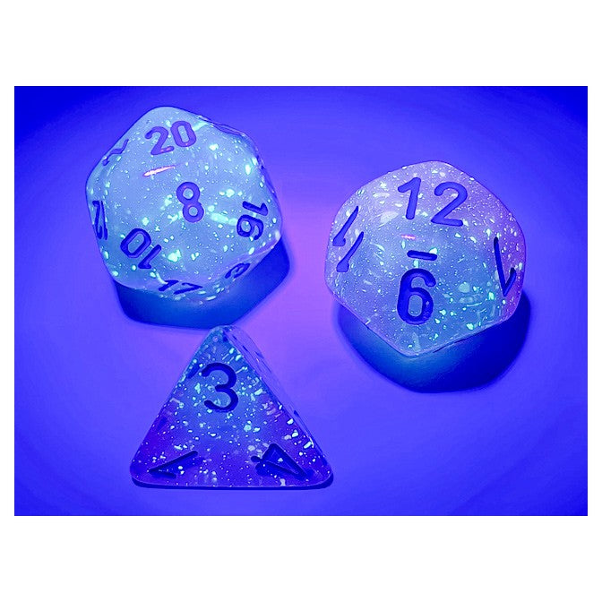 CHESSEX DICE:  Poly Gel Green-Pink/blue Luminary 7-Die Set (CHX 26464)