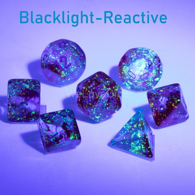 CHESSEX DICE: Polyhedral Nebula Luminary Dice, Red/Silver, 7-Die Set (CHX 27554)