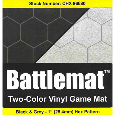 Battlemat Reversible (1-in):  Black-Grey Hexes (23.5 in X 26 in)