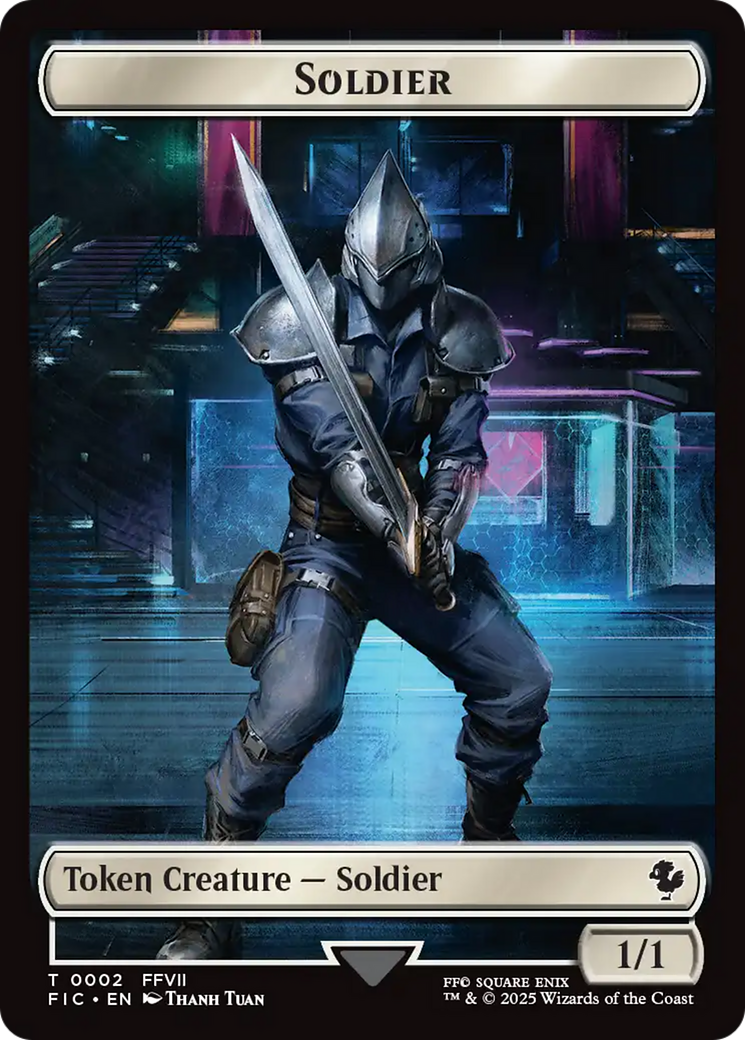 Soldier // Rebel Double-Sided Token (Surge Foil) (2 // 7) [Commander: FINAL FANTASY]