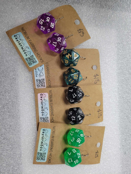 D20 earrings (Assorted Colors)