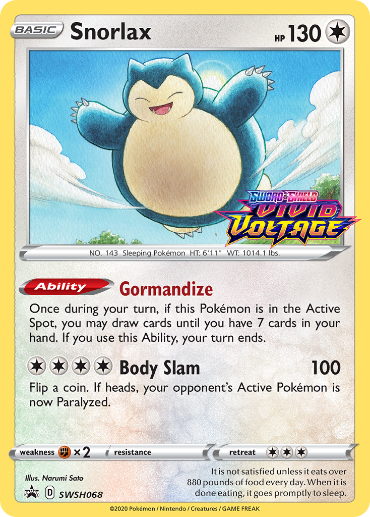 Snorlax - SWSH068 (Prerelease) (SWSH068) [SWSH: Sword & Shield Promo Cards]