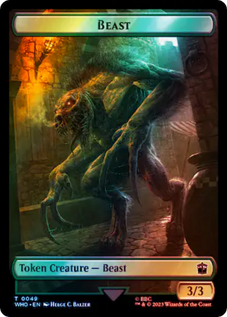 Warrior // Beast (0049) Double-Sided Token (Surge Foil) (41 // 49) [Universes Beyond: Doctor Who]