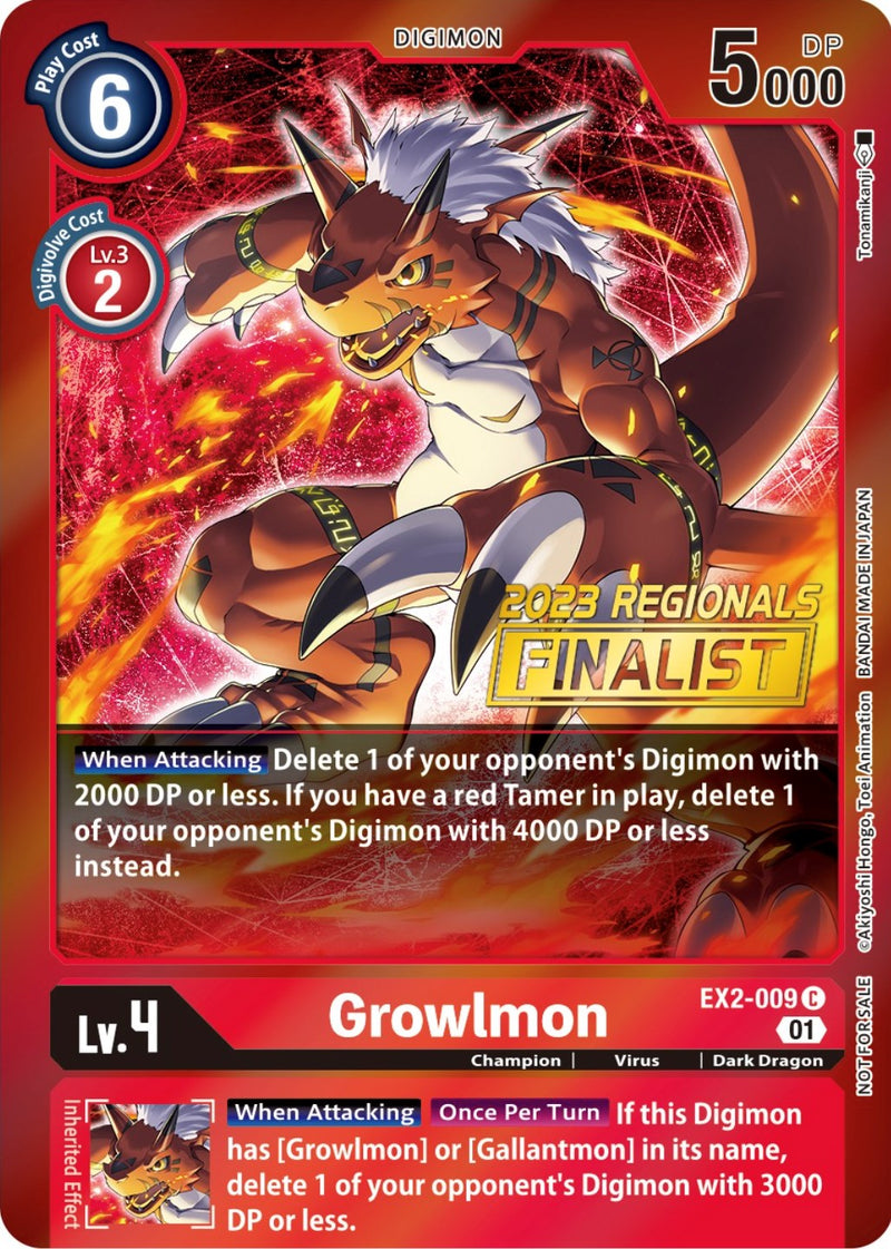 Growlmon (2023 Regionals Finalist) (EX2-009 C) [Digital Hazard]