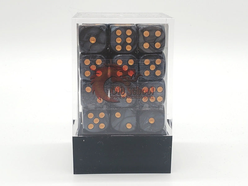 Old School 36ct 12mm D6 Dice Set: Pearl Drop - Black w/ Gold