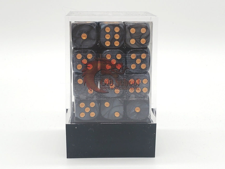 Old School 36ct 12mm D6 Dice Set: Pearl Drop - Black w/ Gold