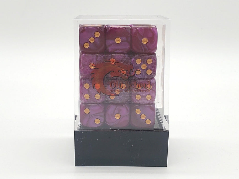 Old School 36ct 12mm D6 Dice Set: Pearl Drop - Lavender w/ Gold