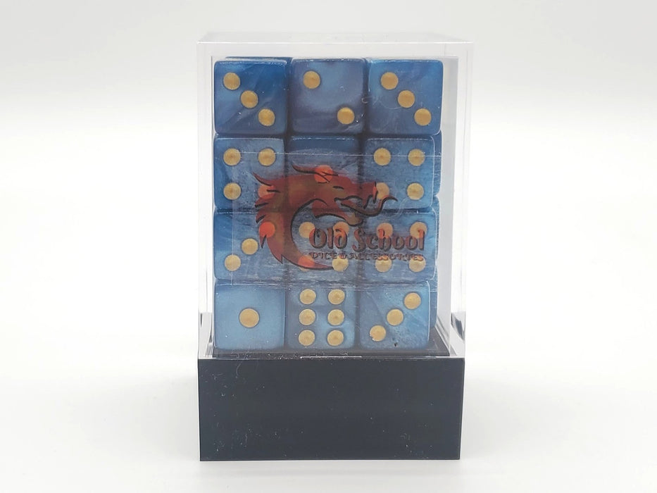 Old School 36ct 12mm D6 Dice Set: Pearl Drop - Ocean w/ Gold