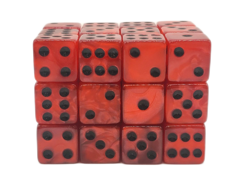 Old School 36ct 12mm D6 Dice Set: Pearl Drop - Blood Red w/ Black