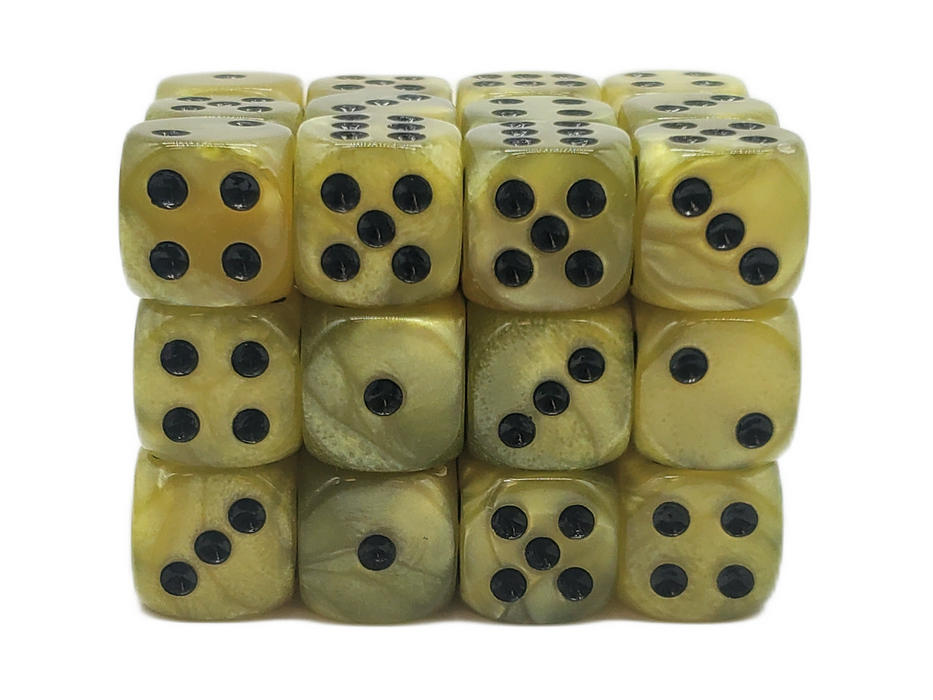 Old School 36ct 12mm D6 Dice Set: Pearl Drop - Yellow w/ Black