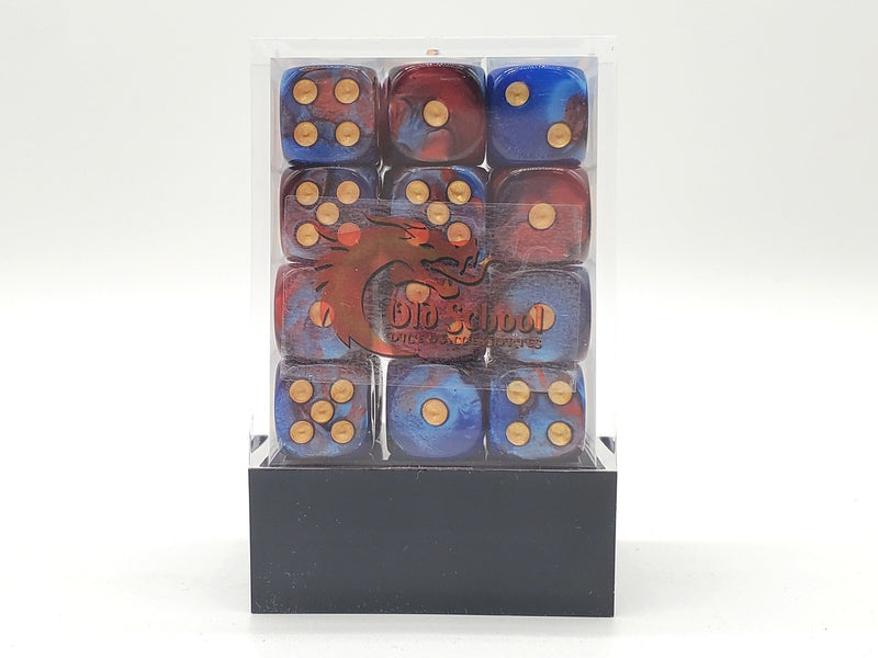 Old School 36ct 12mm D6 Dice Set: Vorpal - Red & Blue w/ Gold