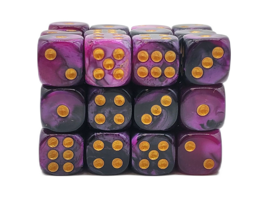 Old School 36ct 12mm D6 Dice Set: Vorpal - Purple & Black w/ Gold