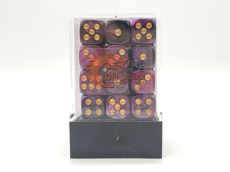 Old School 36ct 12mm D6 Dice Set: Vorpal - Purple & Black w/ Gold
