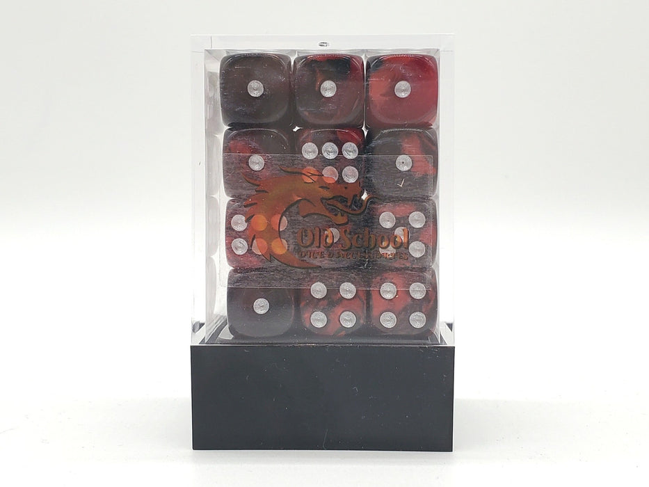Old School 36ct 12mm D6 Dice Set: Vorpal - Blood Red & Black w/ Silver