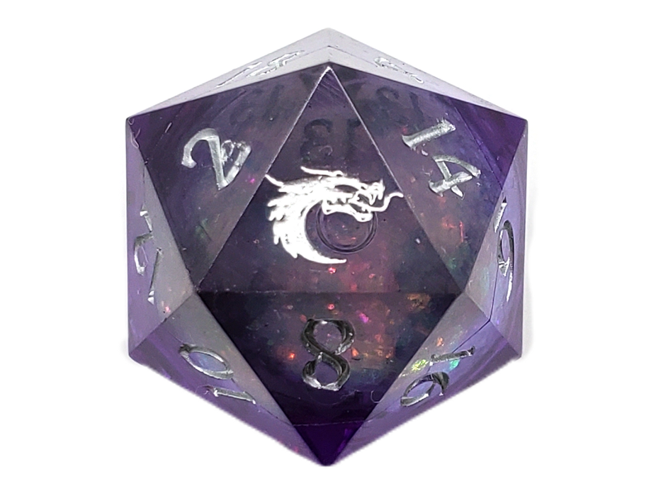 Old School Sharp Edged 22mm D20: Liquid Infused - Dark Cosmos Fury