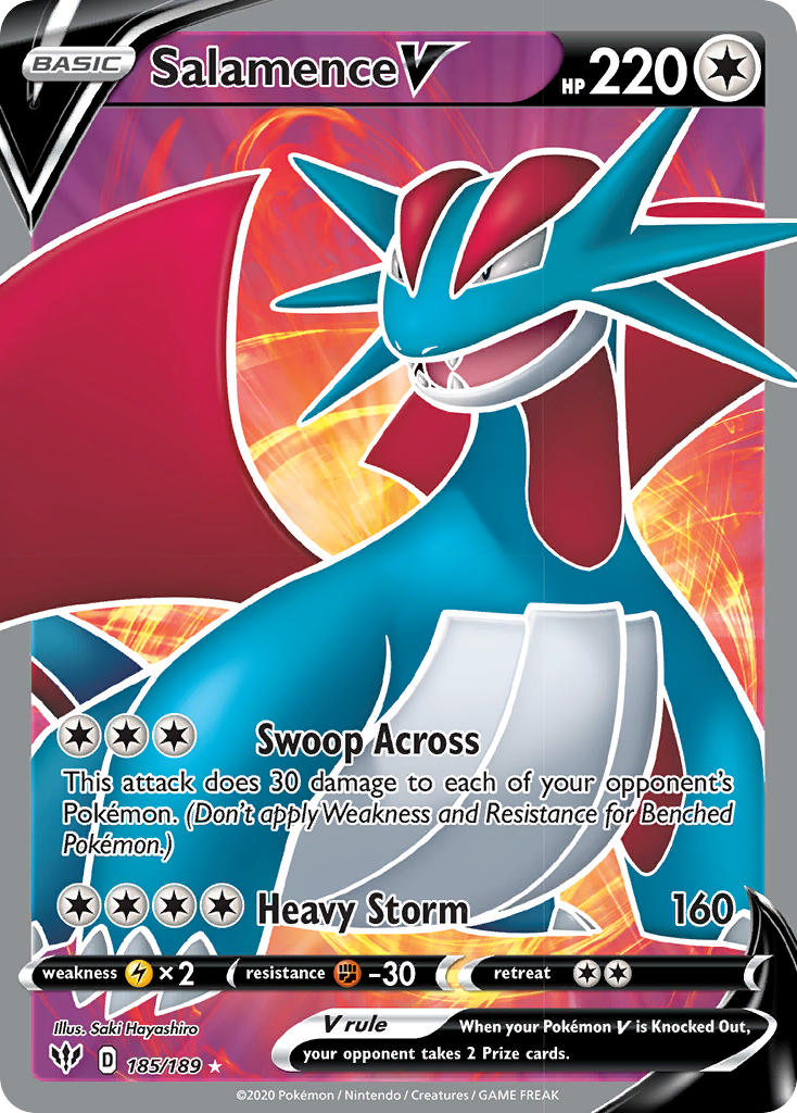 Salamence V (Full Art) (185/189) [SWSH03: Darkness Ablaze]