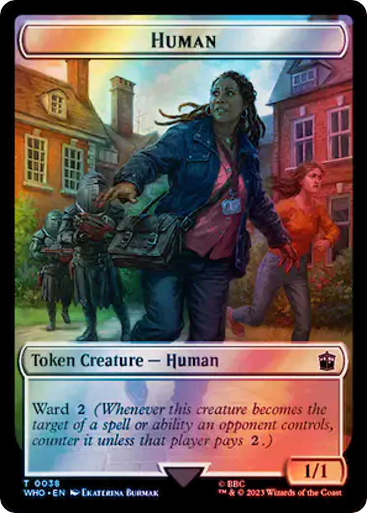 Human (0038) // Mutant Double-Sided Token (Surge Foil) (38 // 50) [Universes Beyond: Doctor Who]
