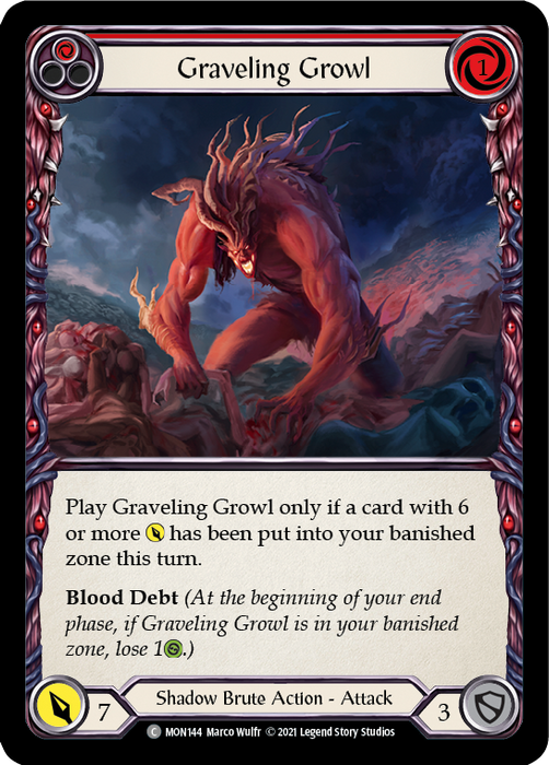 Graveling Growl (Red) [MON144] (Monarch)  1st Edition Normal