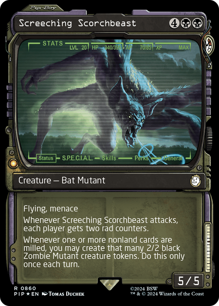 Screeching Scorchbeast (Showcase) (Surge Foil) (860) [Universes Beyond: Fallout]