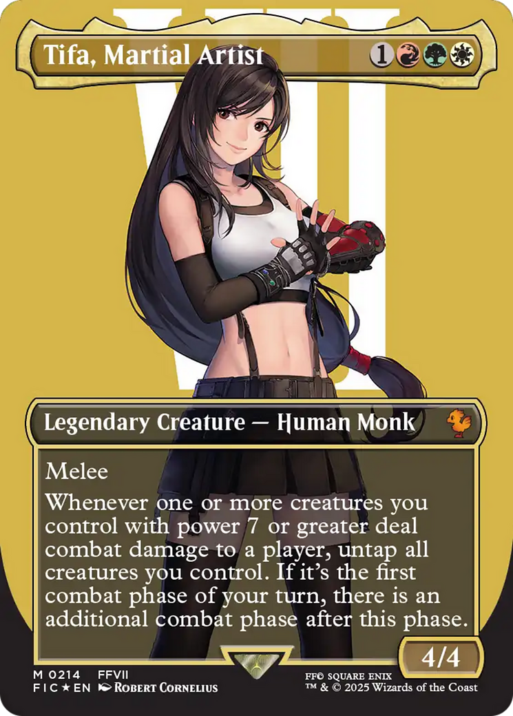Tifa, Martial Artist (Borderless) (Surge Foil) (214) [Commander: FINAL FANTASY]