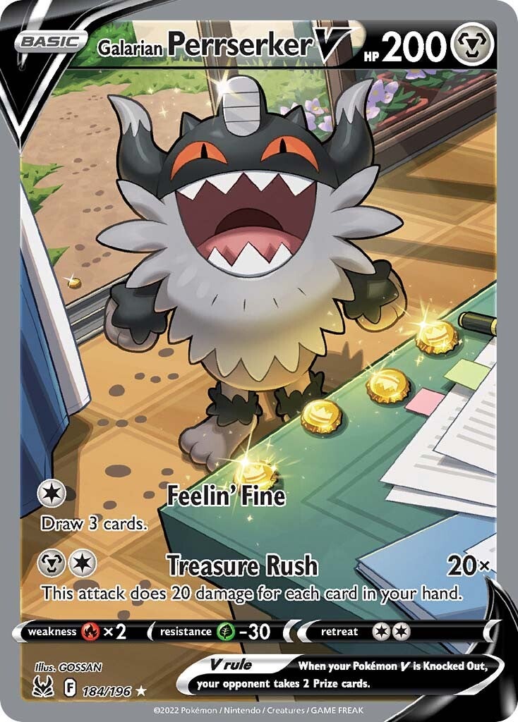 Galarian Perrserker V (Alternate Full Art) (184/196) [SWSH11: Lost Origin]