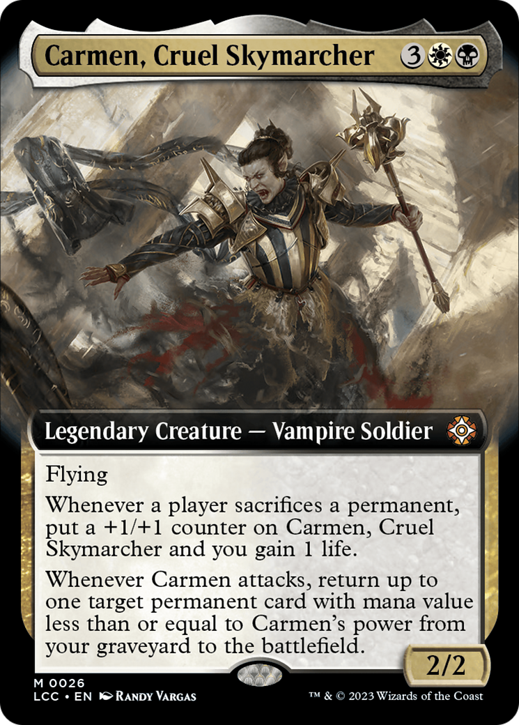 Carmen, Cruel Skymarcher (Extended Art) (26) [Commander: The Lost Caverns of Ixalan]