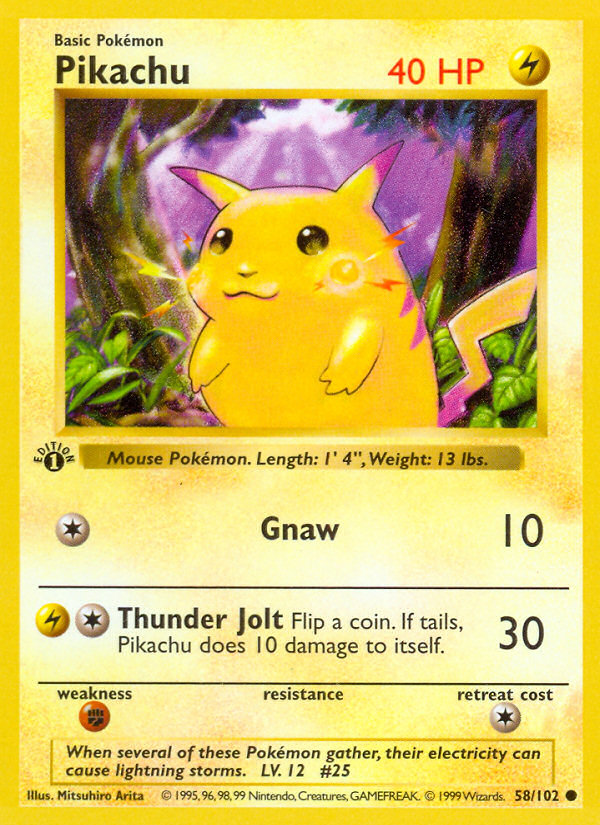 Pikachu (058/102) [Base Set (Shadowless)]
