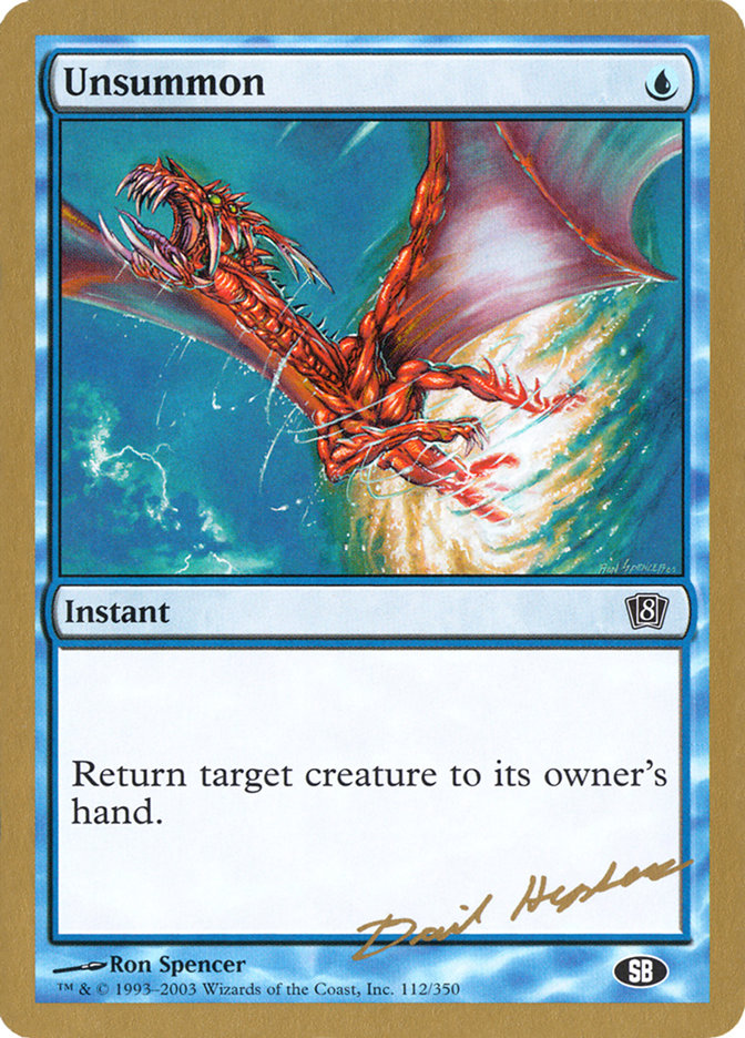 Unsummon - 2003 Dave Humpherys (8ED) (SB) [World Championship Decks]