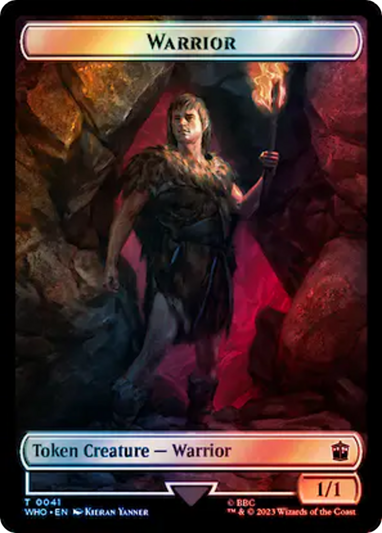 Warrior // Dinosaur Double-Sided Token (Surge Foil) (41 // 52) [Universes Beyond: Doctor Who]