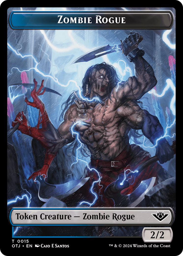 Treasure // Zombie Rogue Double-Sided Token (18 // 15) [Outlaws of Thunder Junction]