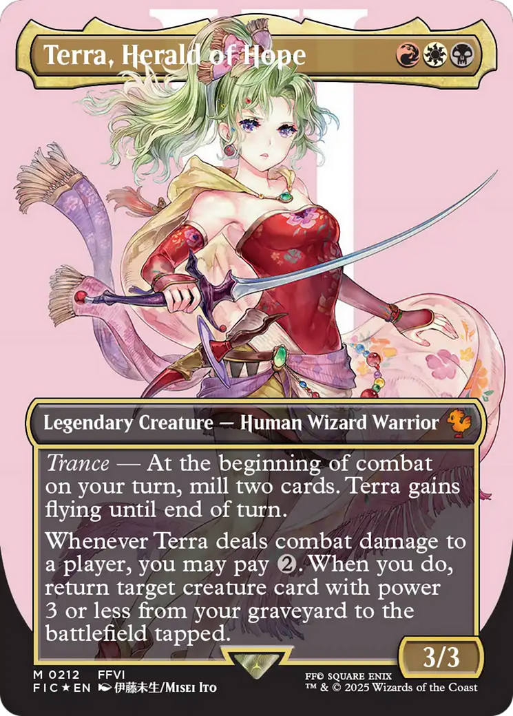 Terra, Herald of Hope (Borderless) (Surge Foil) (212) [Commander: FINAL FANTASY]