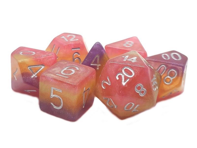 Old School 7 Piece DnD RPG Dice Set: Gradients - Hard Candy